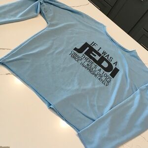 Light Blue Long Sleeve Jedi Graphic Top XL Women Star Wars Fans